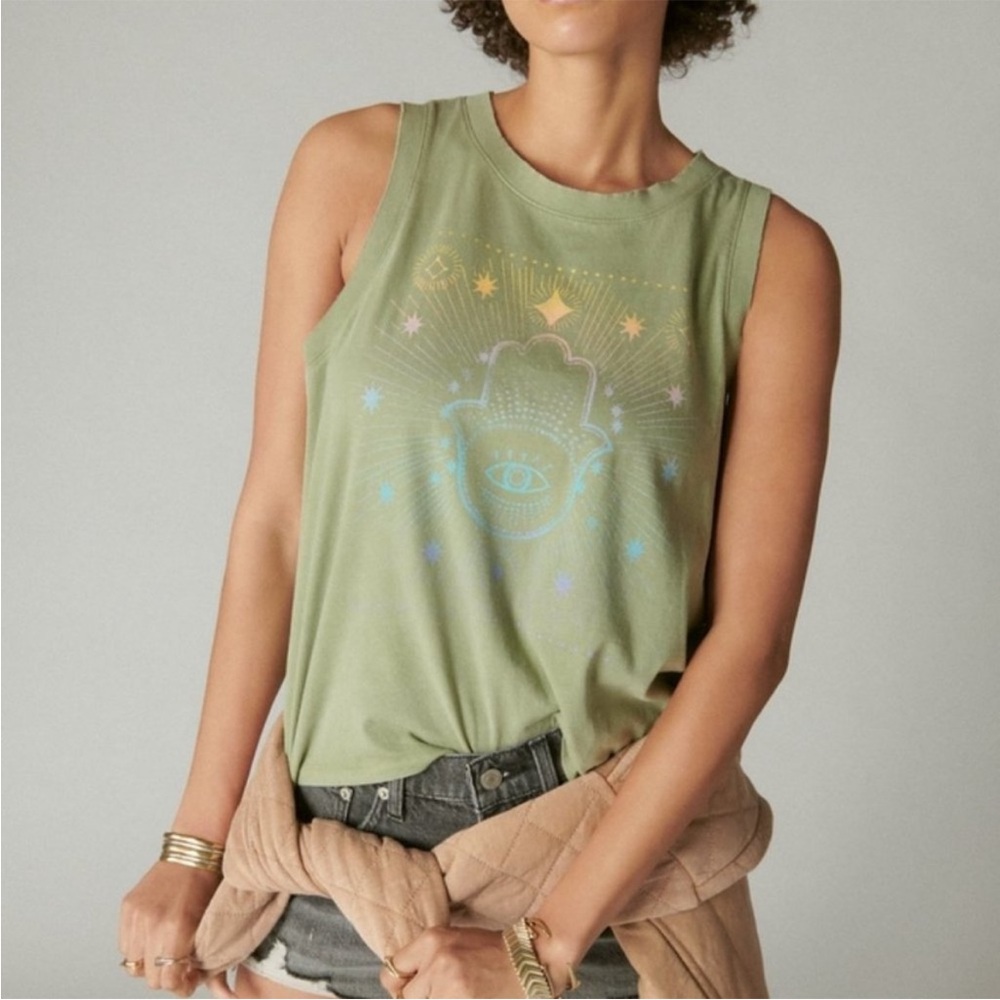Lucky Brand Hamsa Muscle Tee In Green
